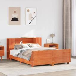 Berkfield Home Bed Frame without Mattress Wax Brown 140x190 cm Solid Wood Pine - thumbnail 2