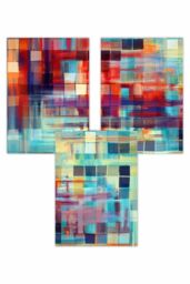 ARTZE Set of 3 Geometric Abstract Colourful Squares Art Posters - Size: W50 cm x H70 cm - thumbnail 1