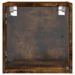 Berkfield Home Bedside Cabinet with Glass Door Smoked Oak 35x37x35 cm in Brown - Size: 35 x 37 x 35 cm - thumbnail 6