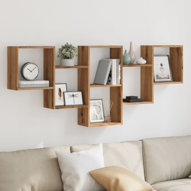 Berkfield Home Wall Shelf Artisian Oak 159x18x66 cm Engineered Wood in Brown - Size: 159 x 18 x 66 cm - image 1