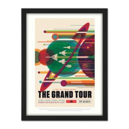 "Artery8 Wall Art Print NASA Space Travel Advert Grand Tour Large Framed Wall Décor Art in White - Size: W18"" x H24""" - thumbnail 1