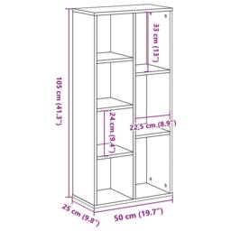 Berkfield Home Bookcase Sonoma Oak 50x25x105 cm Engineered Wood in Light Brown - Size: 50 x 25 x 105 cm - thumbnail 9