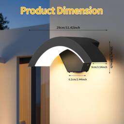 Goeco Modern LED Wall Light, 24W, IP65 Waterproof Outdoor Lamp, Black - thumbnail 3