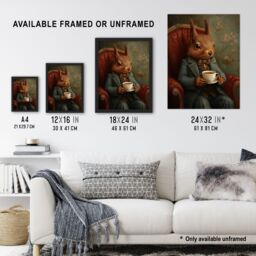 "Artery8 Red Squirrel Tea on Armchair Victorian Portrait Wall Art Print in Brown - Size: W12"" x H16""" - thumbnail 3