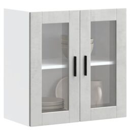 Berkfield Home Kitchen Wall Cabinet with Glass Door Porto Concrete Grey - thumbnail 1