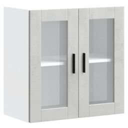 Berkfield Home Kitchen Wall Cabinet with Glass Door Porto Concrete Grey - thumbnail 2
