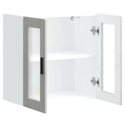 Berkfield Home Kitchen Wall Cabinet with Glass Door Porto Concrete Grey - thumbnail 6