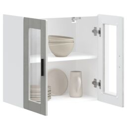 Berkfield Home Kitchen Wall Cabinet with Glass Door Porto Concrete Grey - thumbnail 5