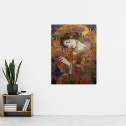 "Artery8 Asleep Gustav Klimt-Inspired Portrait Of A Woman Bedroom Extra Large XL Wall Art Poster Print - Size: W24"" x H32""" - thumbnail 4