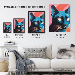 Artery8 Siamese Cat Blue On Pink Red Screen Print Risograph Artwork Spot Block Colour Duotone Retro Riso Interior Design Unframed Wall Art Print - thumbnail 3