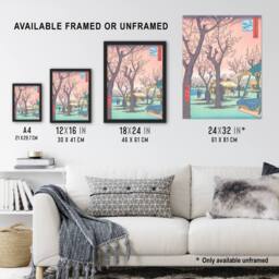 "Artery8 Plum Garden At Kamata Vintage Japan Wall Art Print Hiroshige in Pink - Size: W12"" x H16""" - thumbnail 3