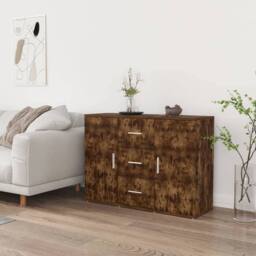Berkfield Home Sideboard Smoked Oak 91x29.5x65 cm Engineered Wood in Brown - thumbnail 2