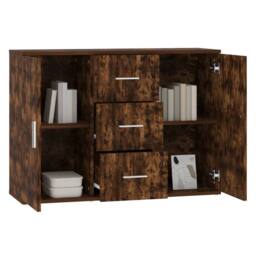 Berkfield Home Sideboard Smoked Oak 91x29.5x65 cm Engineered Wood in Brown - thumbnail 4