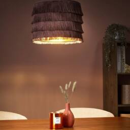 Wyld and Coco Pink Fringe Pendant Light - Polyester Shade Iron Frame Bohemian Style - thumbnail 1