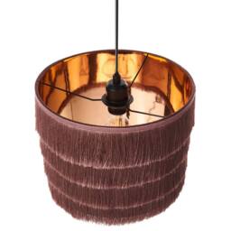 Wyld and Coco Pink Fringe Pendant Light - Polyester Shade Iron Frame Bohemian Style - thumbnail 4
