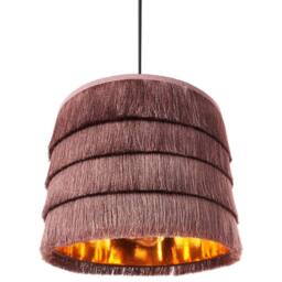 Wyld and Coco Pink Fringe Pendant Light - Polyester Shade Iron Frame Bohemian Style - thumbnail 5