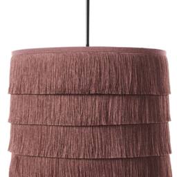 Wyld and Coco Pink Fringe Pendant Light - Polyester Shade Iron Frame Bohemian Style - thumbnail 2