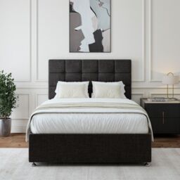 Bedmaster Linen 2 Drawer Divan Base & Square Headboard in Mauve - Size: Single - thumbnail 1
