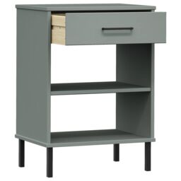 Berkfield Home Console Cabinet with Metal Legs Grey Solid Wood Pine OSLO - thumbnail 5