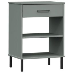 Berkfield Home Console Cabinet with Metal Legs Grey Solid Wood Pine OSLO - thumbnail 2