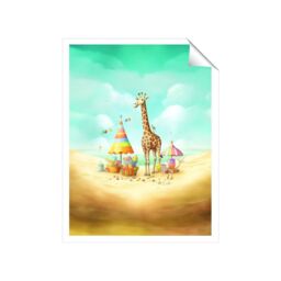"Warren Reed - Designer Giraffe On A Beach Holiday Unframed Art Print - Size: W16"" x H24""" - thumbnail 1