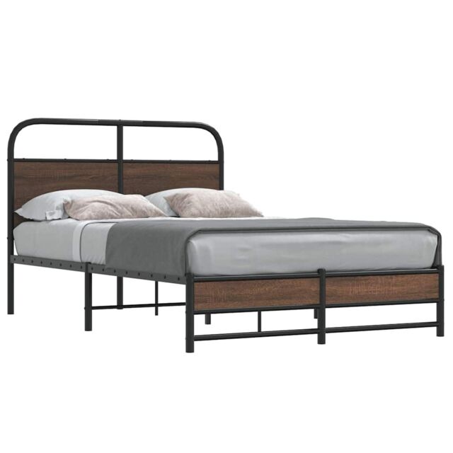 Berkfield Home Bed Frame without Mattress 140x190 cm Brown Oak Engineered Wood - image 1