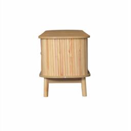 BTM Natural Wood TV Cabinet with Doors & Drawers, Rattan Style in Light Tan - thumbnail 9