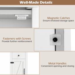 Gymax 173cm Slim Bathroom Tall Cabinet Narrow Storage Organizer With Door in White - thumbnail 8