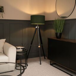 ValueLights Clipper Black Tripod Floor Lamp Large Green Shade in Metallic Silver - thumbnail 3