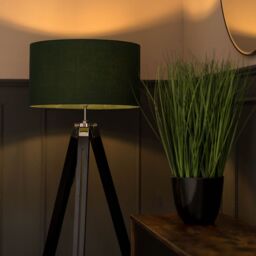 ValueLights Clipper Black Tripod Floor Lamp Large Green Shade in Metallic Silver - thumbnail 4