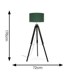 ValueLights Clipper Black Tripod Floor Lamp Large Green Shade in Metallic Silver - thumbnail 6