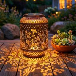 EONLION LED Solar Hanging Light Outdoor Garden in Gold - Size: 100 cm - thumbnail 4