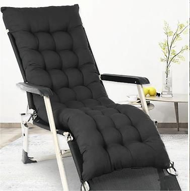 Leaper Sun Lounger Cushion Pad for Garden Recliner Chair in Black - image 1