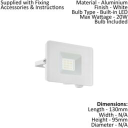 Loops 2 PACK IP65 Outdoor Wall Flood Light White Adjustable 20W LED Porch Lamp - thumbnail 2