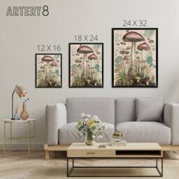 "Artery8 Mushroom Fungi Botanical Kitchen Decor Framed Canvas Wall Art Print - Size: W12"" x H16""" - thumbnail 4