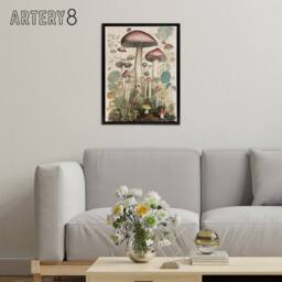 "Artery8 Mushroom Fungi Botanical Kitchen Decor Framed Canvas Wall Art Print - Size: W12"" x H16""" - thumbnail 3
