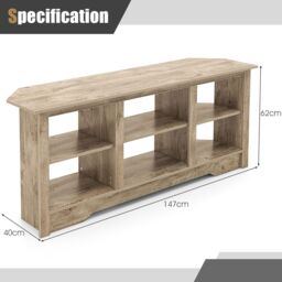 Gymax Media Entertainment Center TV Stand for TVs up to 65 Inches in Light Oak - thumbnail 2