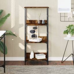 Berkfield Home Bookshelf Smoked Oak 50x33x117.5 cm Engineered Wood in Brown - thumbnail 2