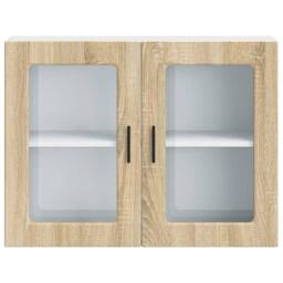 Berkfield Home Kitchen Wall Cabinet with Glass Door Porto Sonoma Oak in Light Tan - thumbnail 7