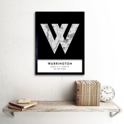 "Wee Blue Coo Wall Art Print Warrington England United Kingdom City Map Modern Typography Stylish Letter Framed Word in Black - Size: W12"" x H16""" - thumbnail 2