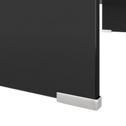 Berkfield Home TV Stand/Monitor Riser Glass Black 80x30x13 cm - Size: 80 x 30 x 13 cm - thumbnail 5