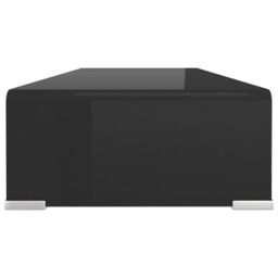 Berkfield Home TV Stand/Monitor Riser Glass Black 80x30x13 cm - Size: 80 x 30 x 13 cm - thumbnail 4