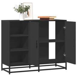 Berkfield Home Sideboard Black 92x35x76 cm Engineered Wood - Size: 92 x 35 x 76 cm - thumbnail 2
