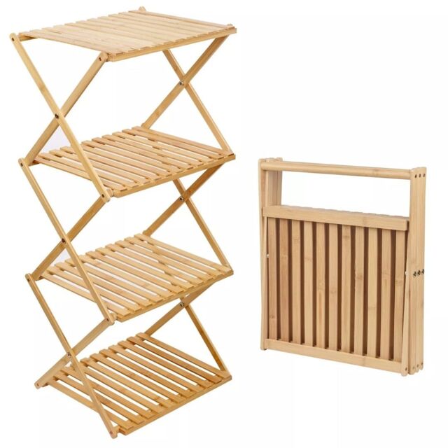 EONLION 4-Tier Bamboo Bathroom Storage Rack, Freestanding Toiletries Organizer in Light Brown - image 1