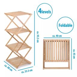 EONLION 4-Tier Bamboo Bathroom Storage Rack, Freestanding Toiletries Organizer in Light Brown - thumbnail 2