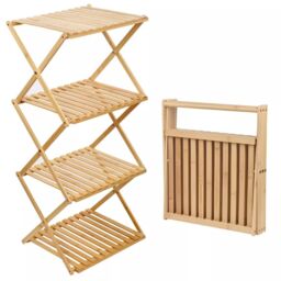 EONLION 4-Tier Bamboo Bathroom Storage Rack, Freestanding Toiletries Organizer in Light Brown
