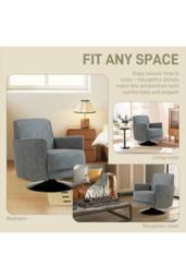ERGOVEXA Upholstered Swivel Accent Chair with Thick Padding, Grey - thumbnail 5