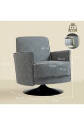 ERGOVEXA Upholstered Swivel Accent Chair with Thick Padding, Grey - thumbnail 2