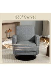 ERGOVEXA Upholstered Swivel Accent Chair with Thick Padding, Grey - thumbnail 4