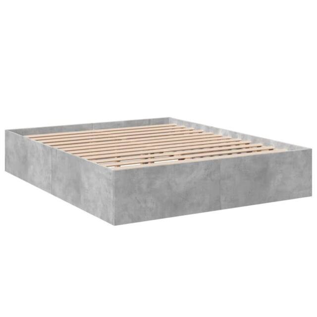 Berkfield Home Modern Bed Frame without Mattress Concrete Grey 150x200 cm King Size - image 1